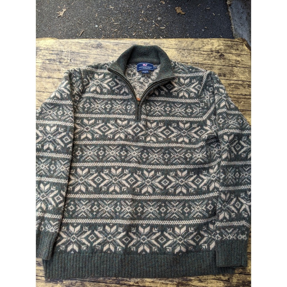 Vineyard Vines Shep & Ian Shetland Wool Long Sleeve Quarter Zip Sweater XL
